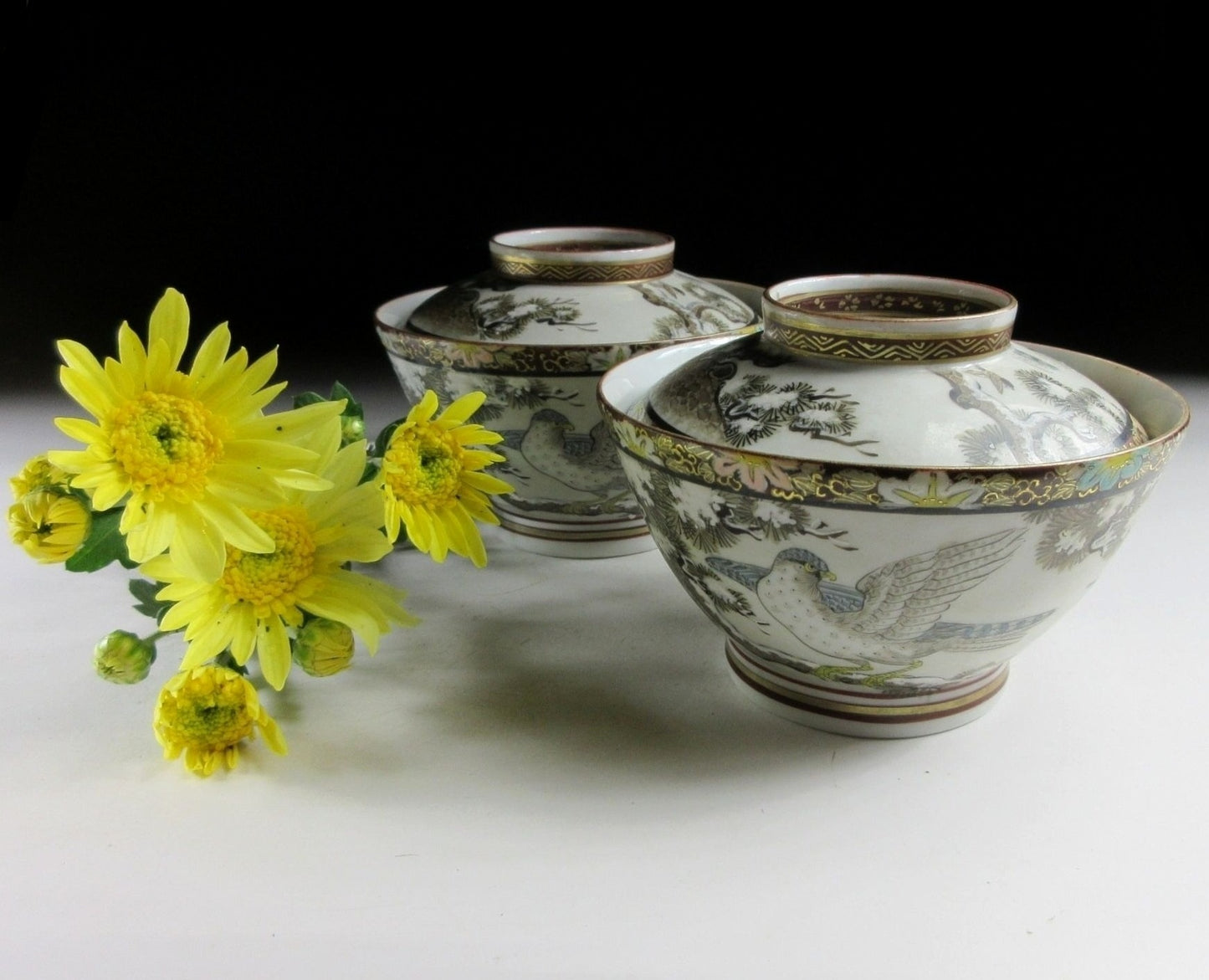 Pair of Antique Kutani Bowls