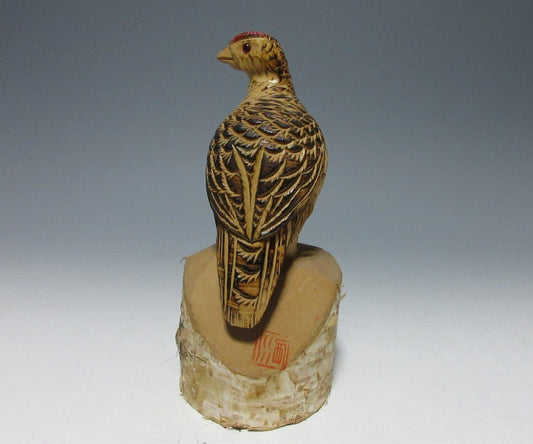 Kibori Grouse Wood Carving