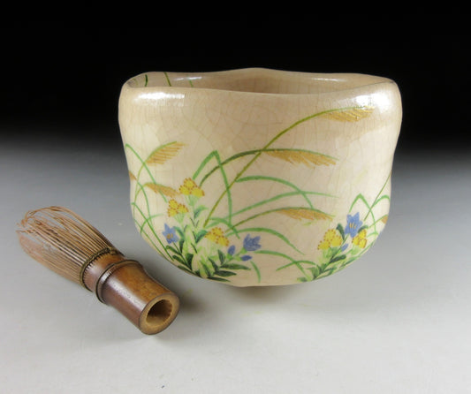 Ito Keiraku Seven Flowers of Autumn Chawan