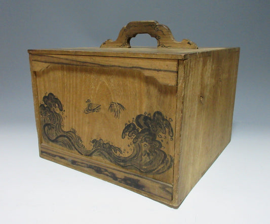 Antique Tenpo Era Hand-Painted Carry Box