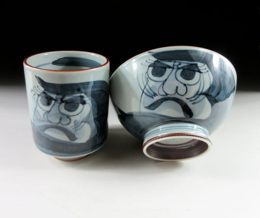 Arita-ware Daruma Yunomi and Rice Bowl