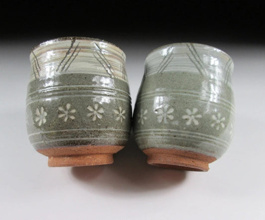 Kyo-ware Mishima Yunomi Tea Cups