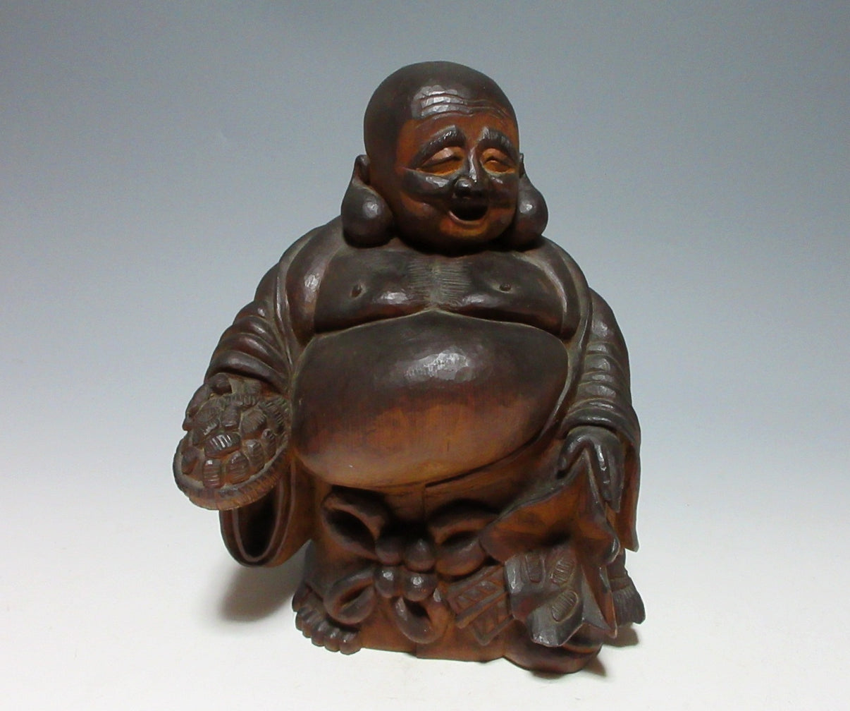 Large Hotei Kibori Okimono – Kominka Zakka