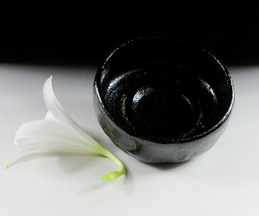 Sasaki Shoraku Black Raku Hira Chawan