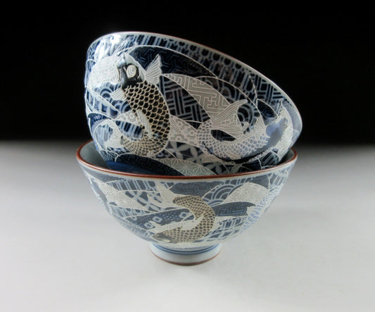 Mino-ware Koi Bowl Pair #2
