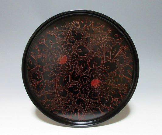 Echizen Lacquerware Botan-bori Tray