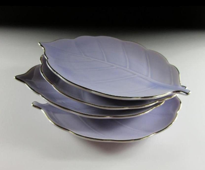 Set of Four Small Leaf Plates