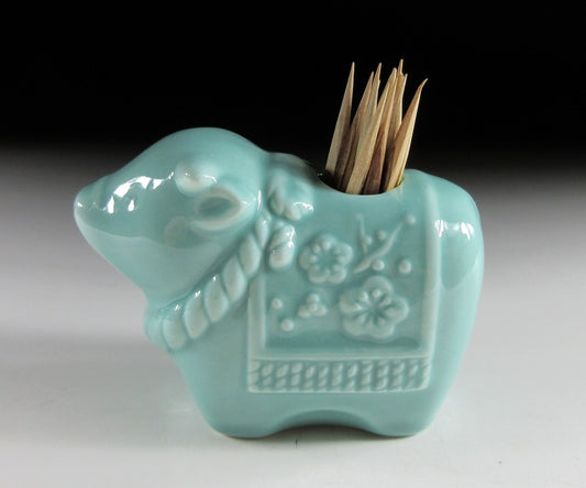 Celadon Glaze Year of the Ox Toothpick Holder