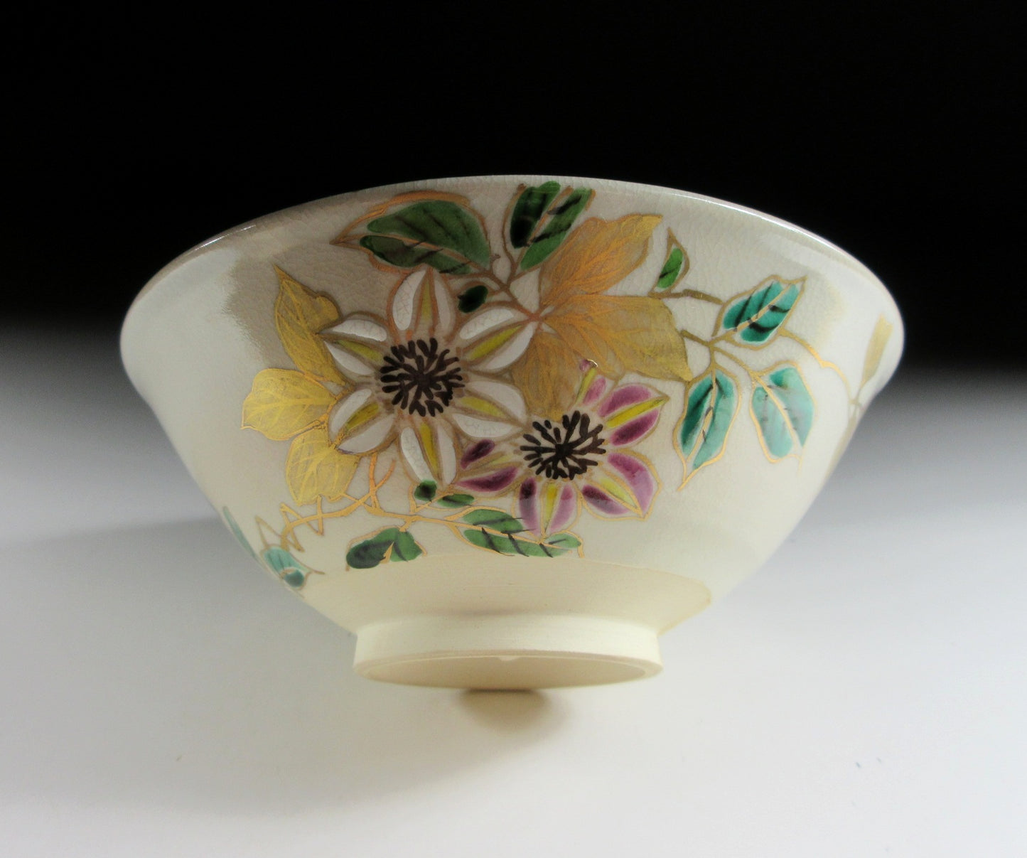 Kyo-ware Clematis Chawan