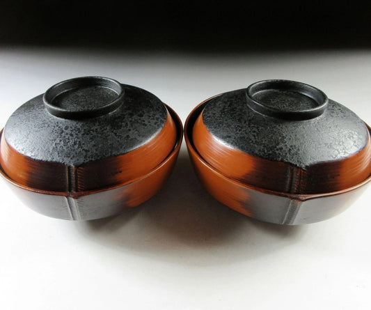 Pair of Niigata Take-nuri Lacquerware Bowls