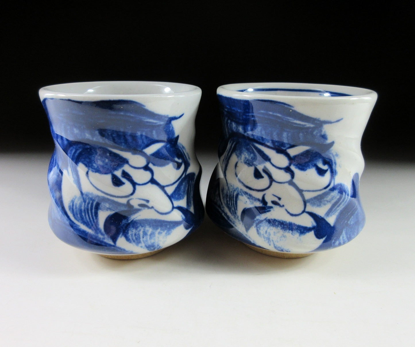 Pair of Mino-ware Daruma Yunomi