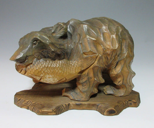 Vintage Hokkaido Bear with Wooden Board