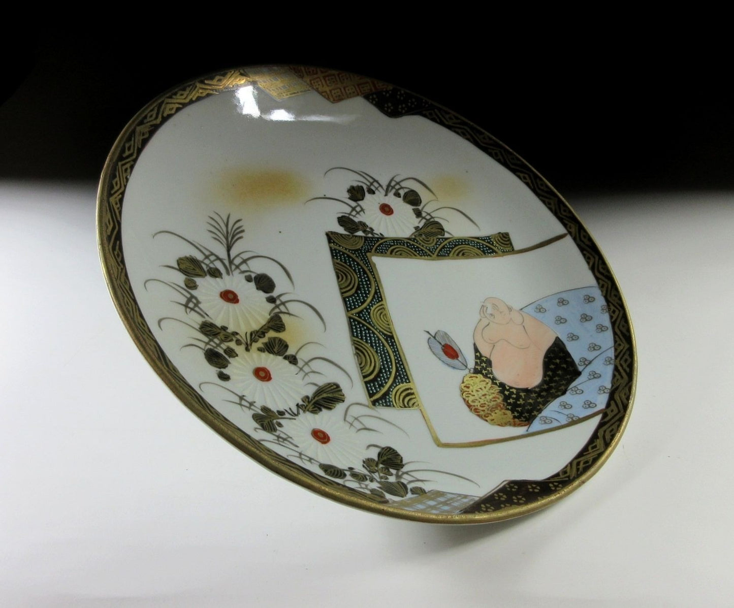 Antique Kutani Hotei Plate