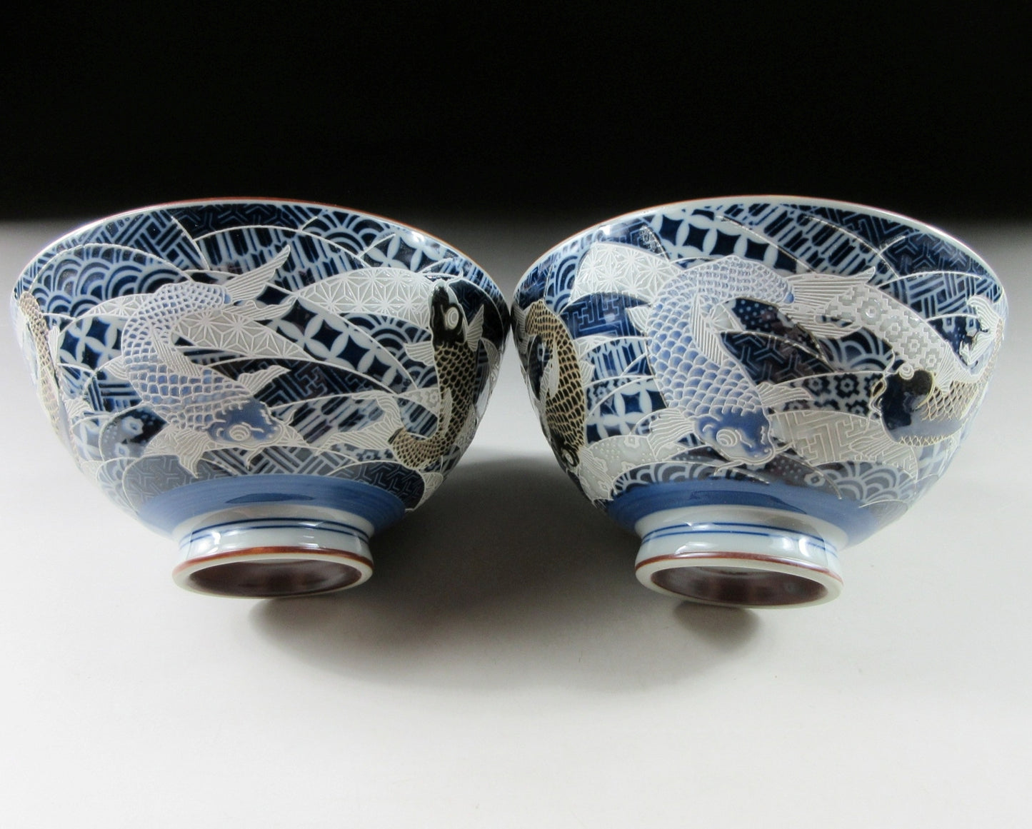 Mino-ware Koi Bowl Pair #2