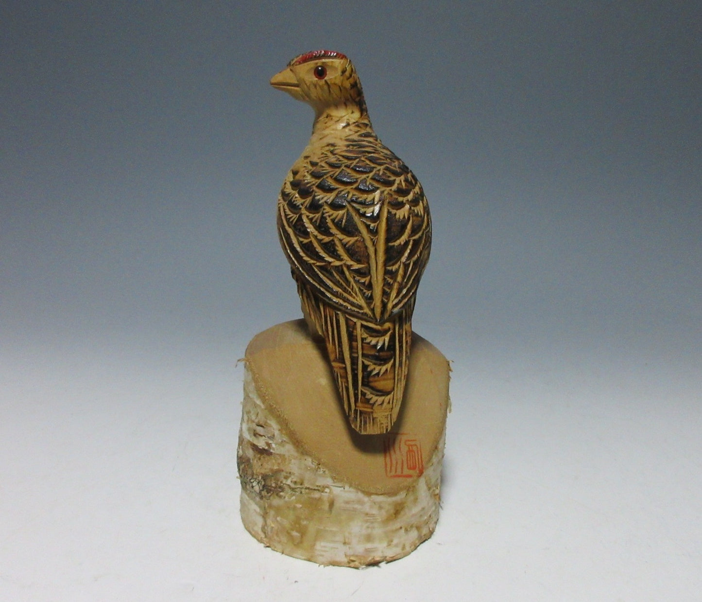 Kibori Grouse Wood Carving