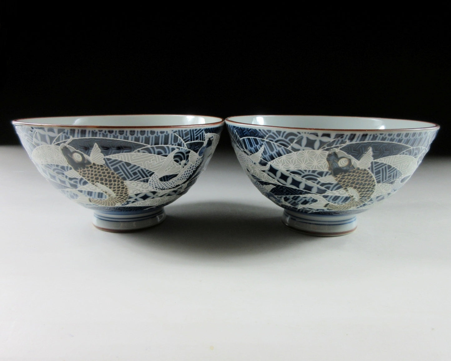 Mino-ware Koi Bowl Pair #2