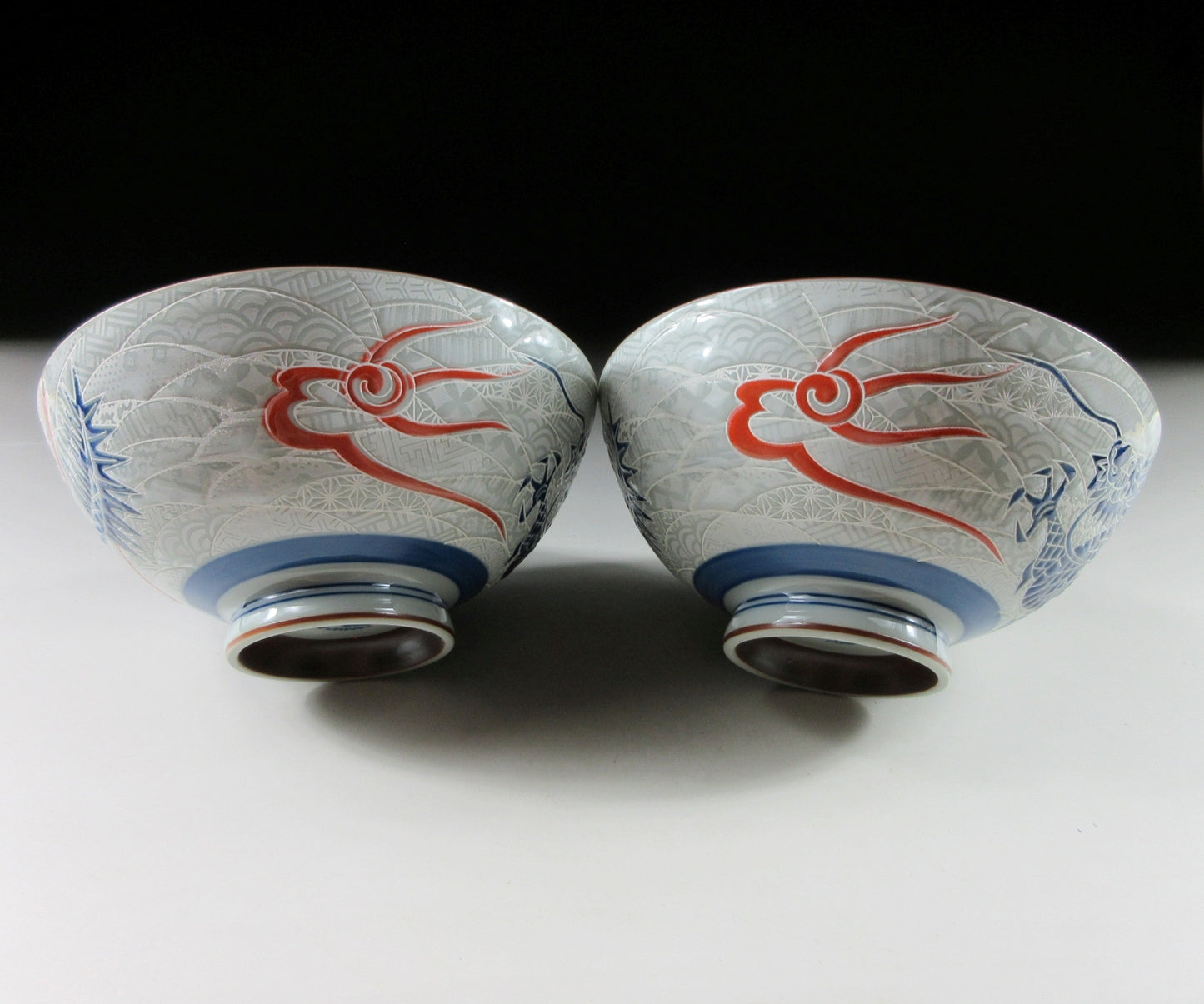 Pair of Mino-ware Dragon Bowls #2