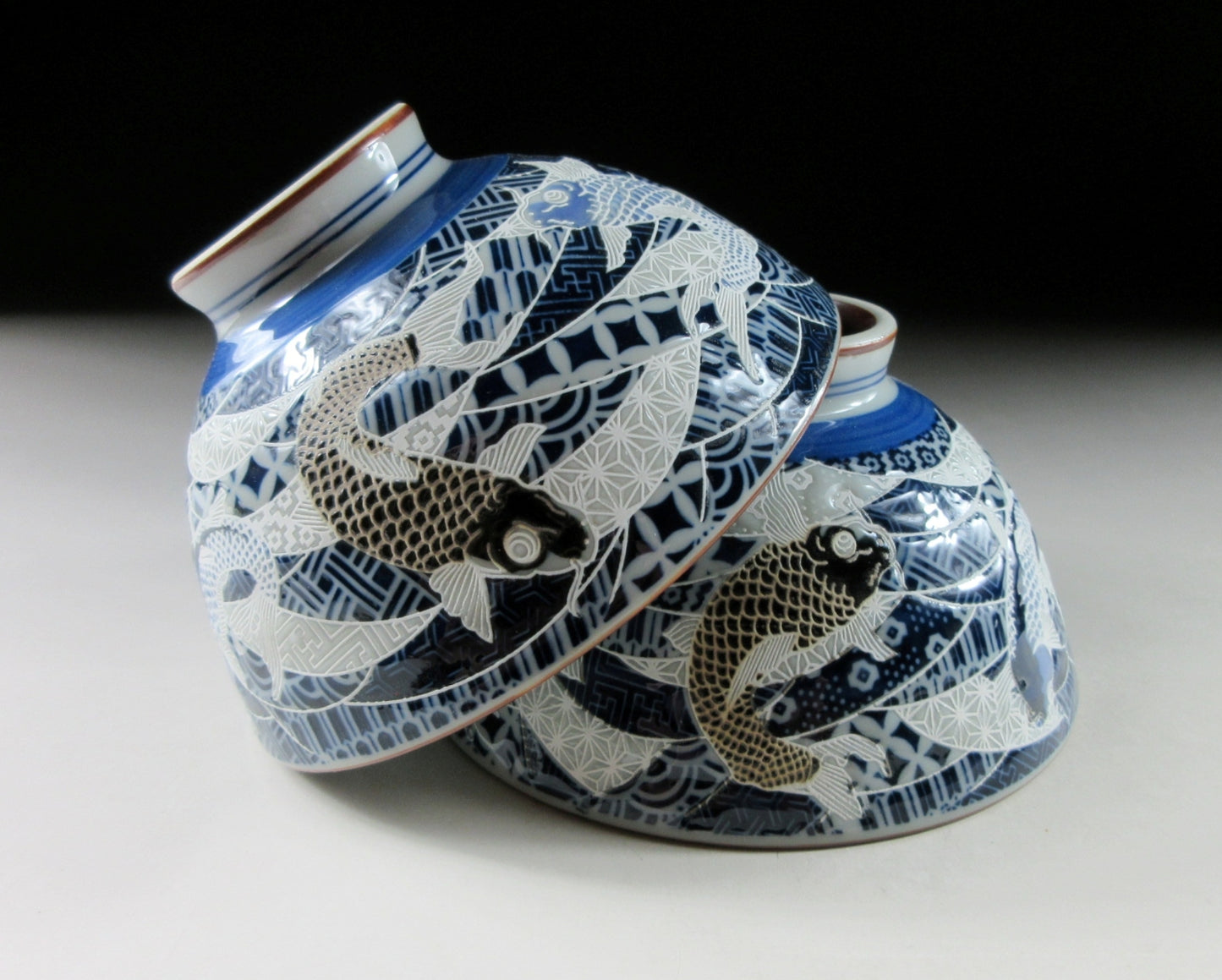 Mino-ware Koi Bowl Pair #2