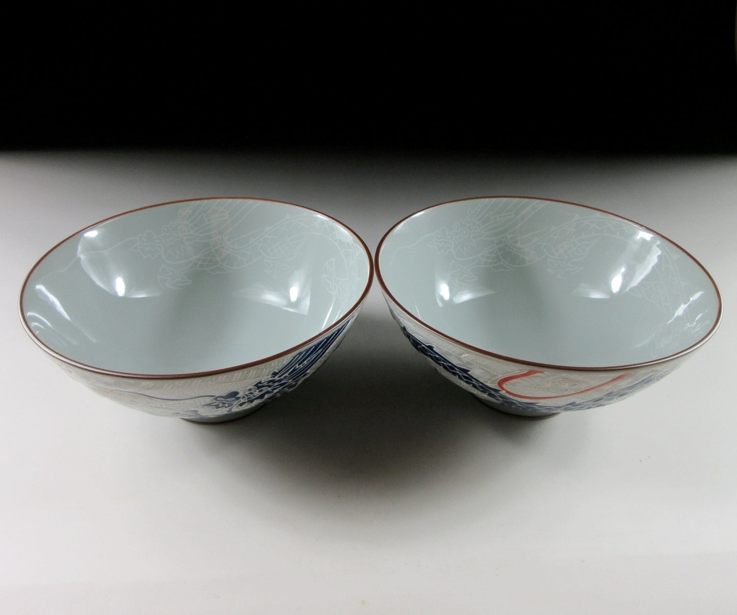 Pair of Mino-ware Dragon Bowls #2