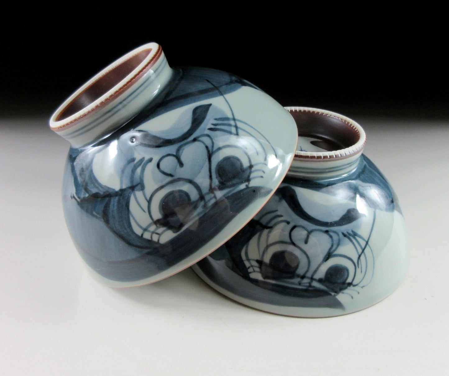 Pair of Arita Daruma Bowls